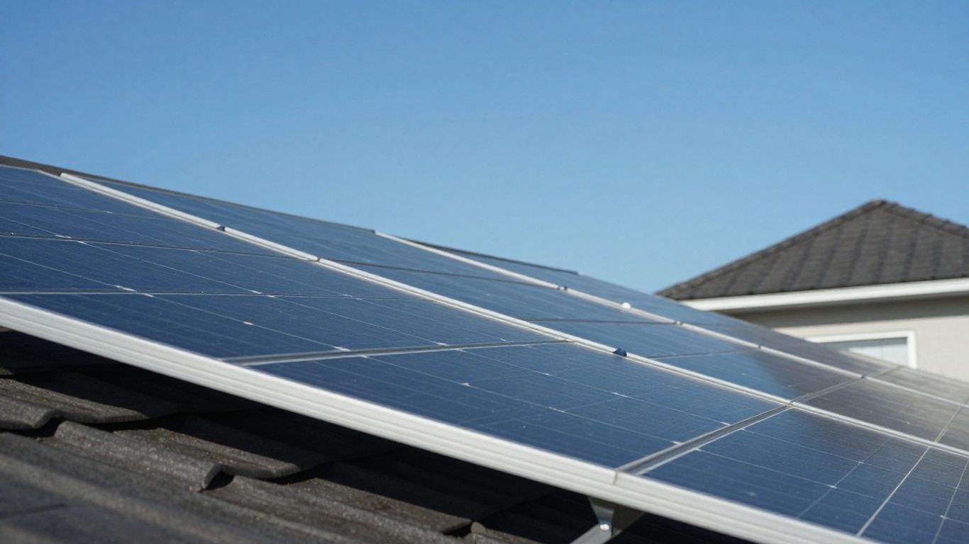 Panneaux solaires sur un toit sous le soleil.