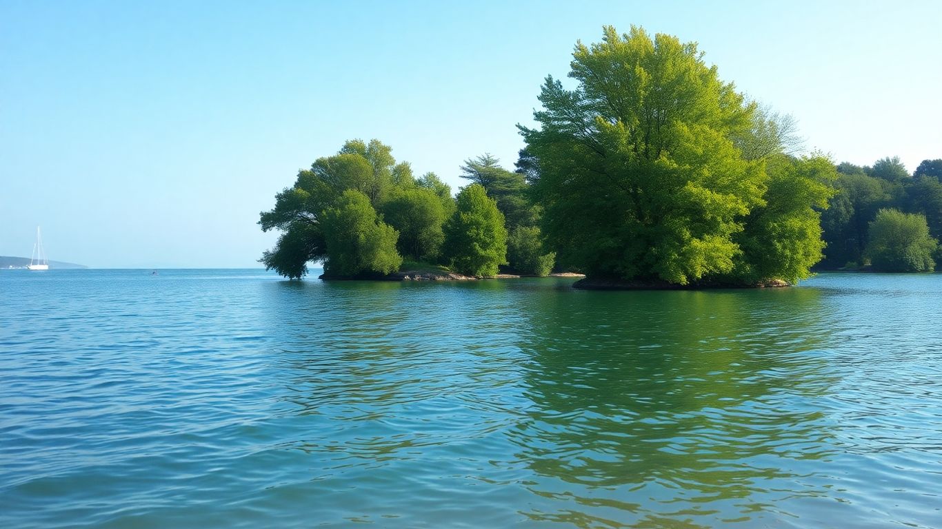 Idyllischer See mit Bäumen und Wasser