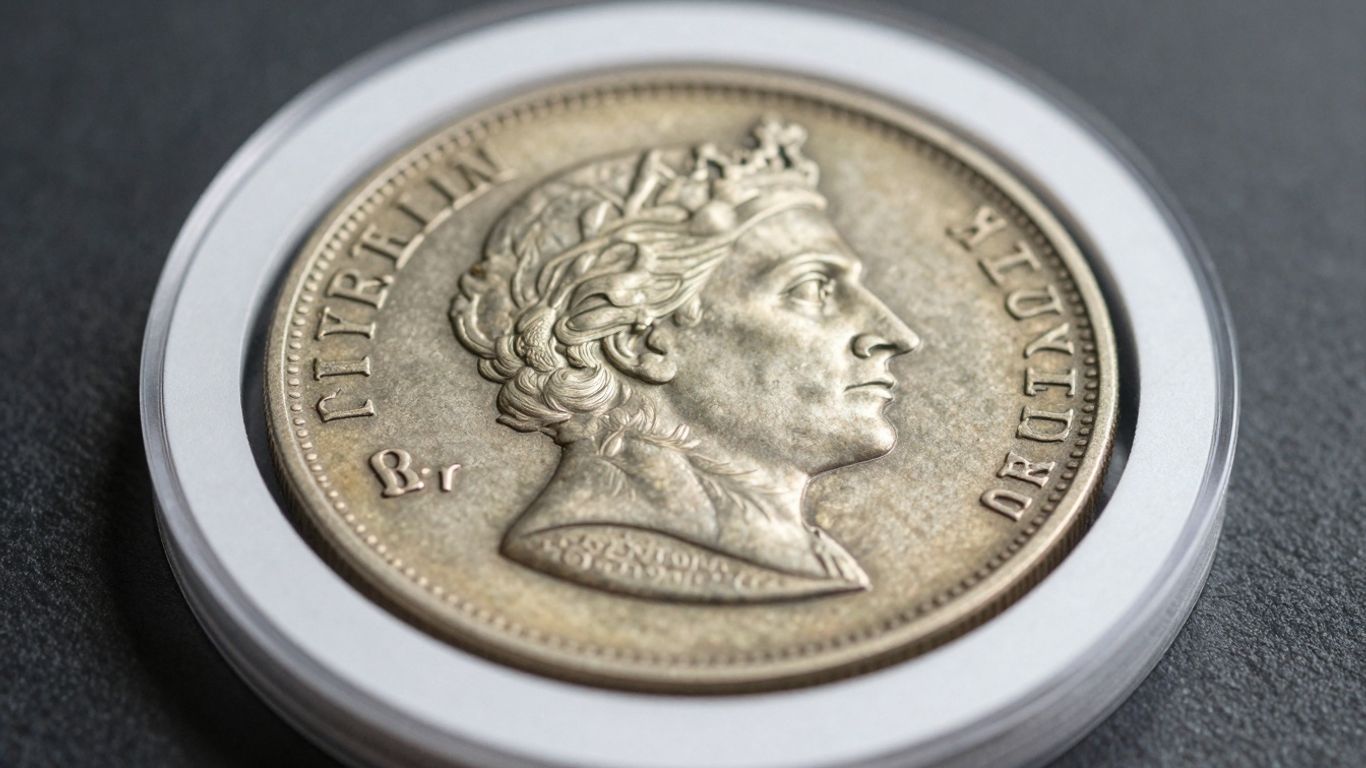 Close-up of a valuable rare coin with intricate details.