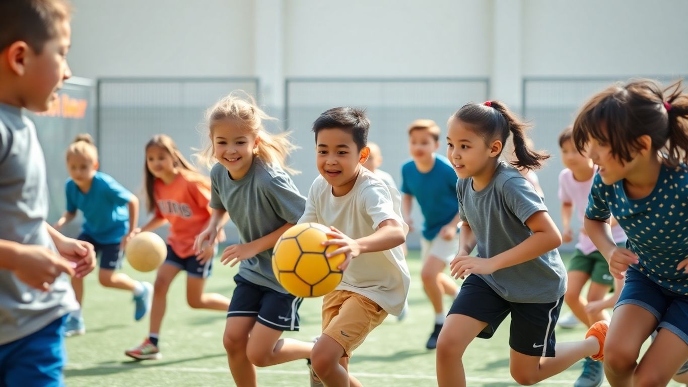 Schüler in Aktion beim Sportunterricht