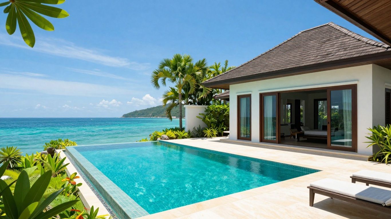 Luxury Phuket villa with pool and ocean view.