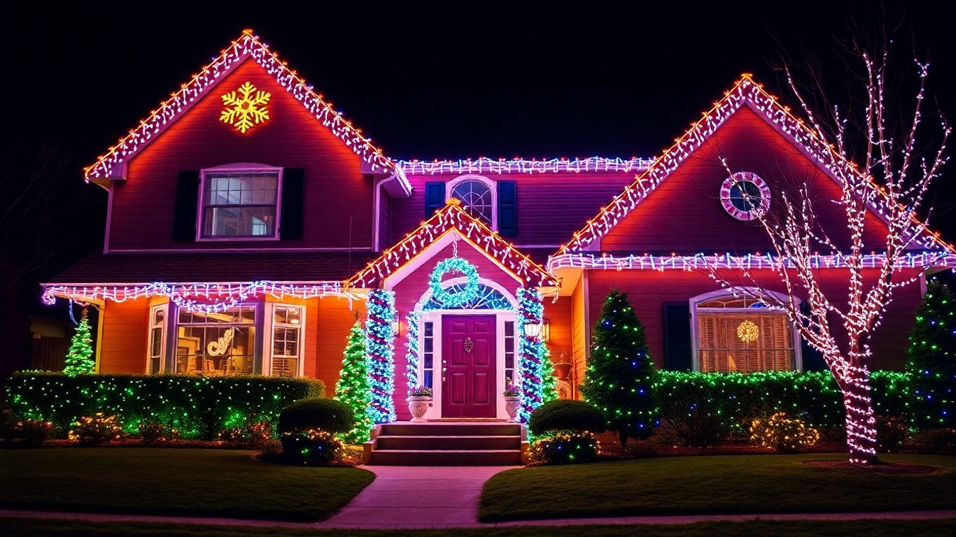 Ballwin house with expert Christmas light installation.