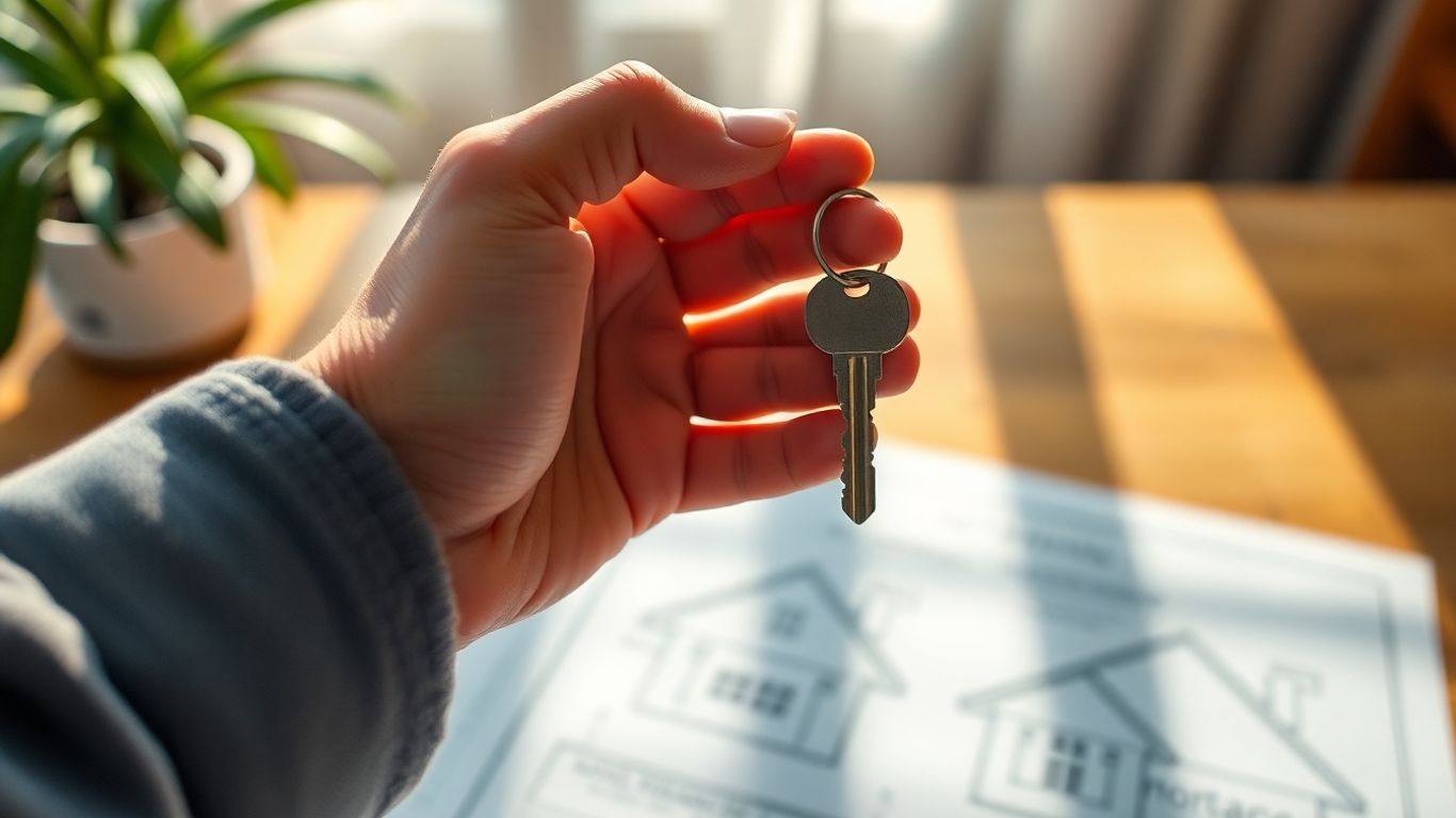 Llave de casa y documento de hipoteca.