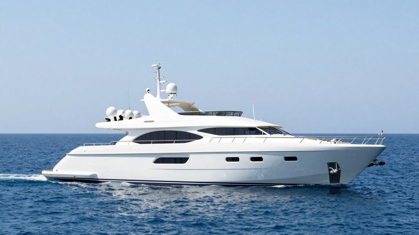 Luxury motor yacht Katina sailing on the ocean