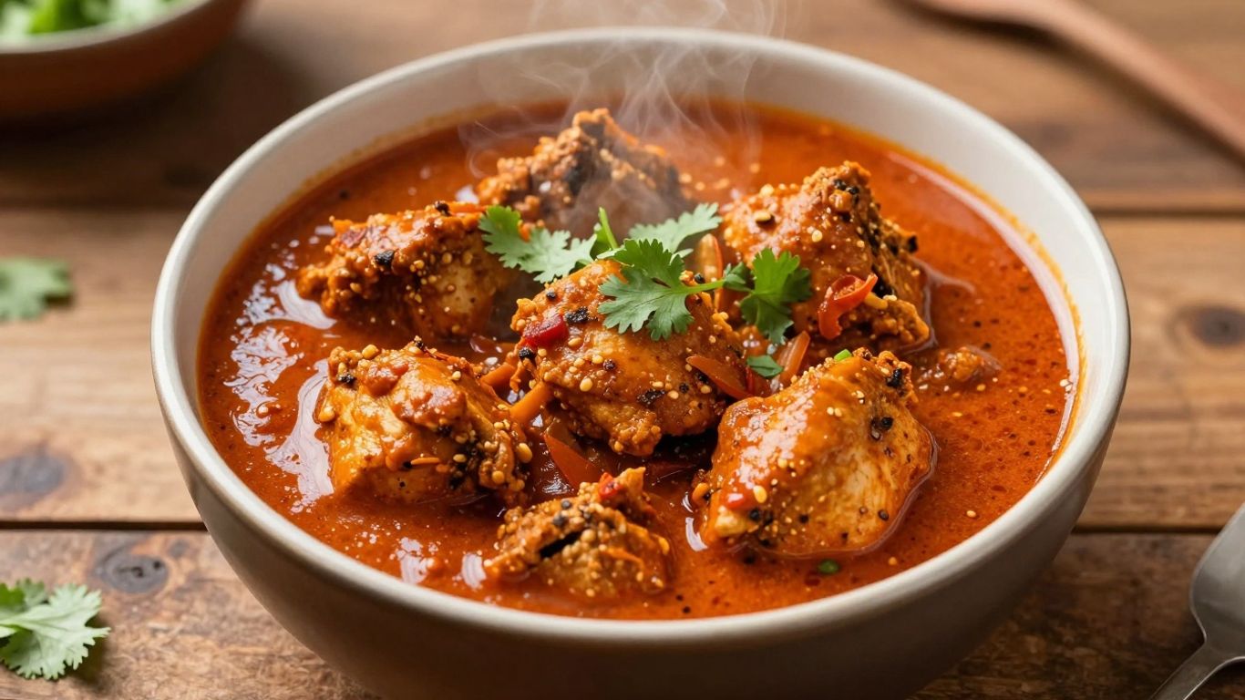 Authentic Desi chicken curry in a bowl.