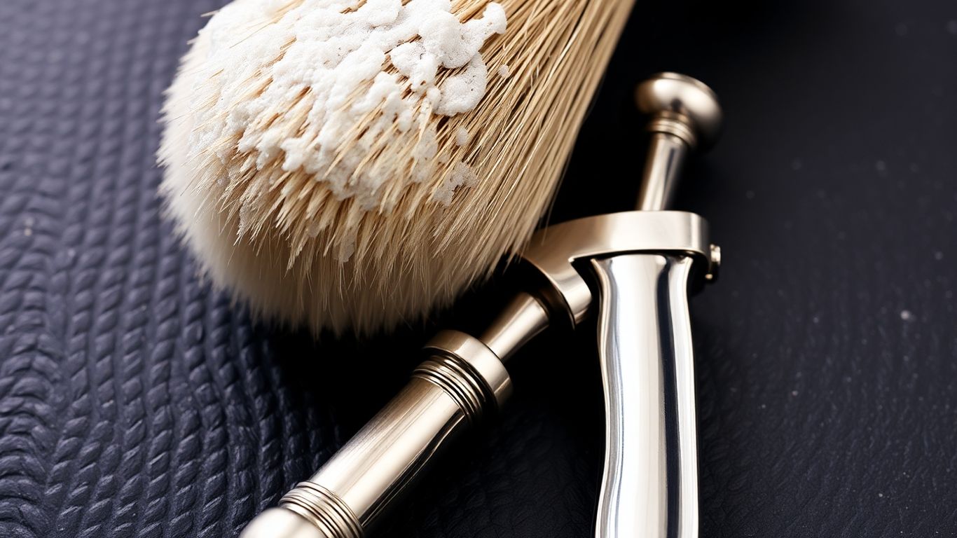 Shaving brush and safety razor with lather