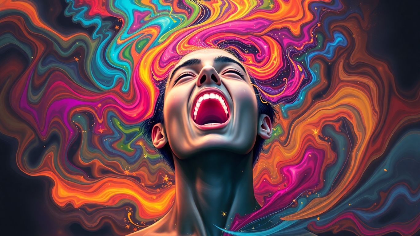 Words shaping reality with colorful energy.