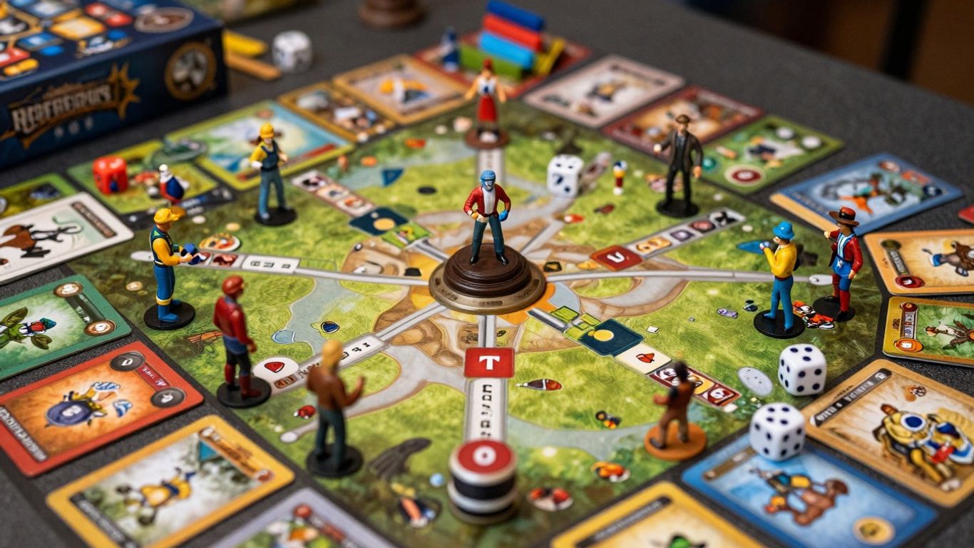 Zawartość pudełka gry planszowej Władca Pierścieni.