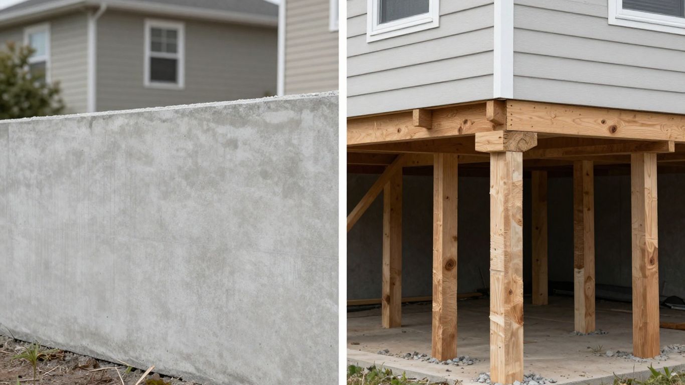 Slab foundation versus pier and beam foundation comparison.