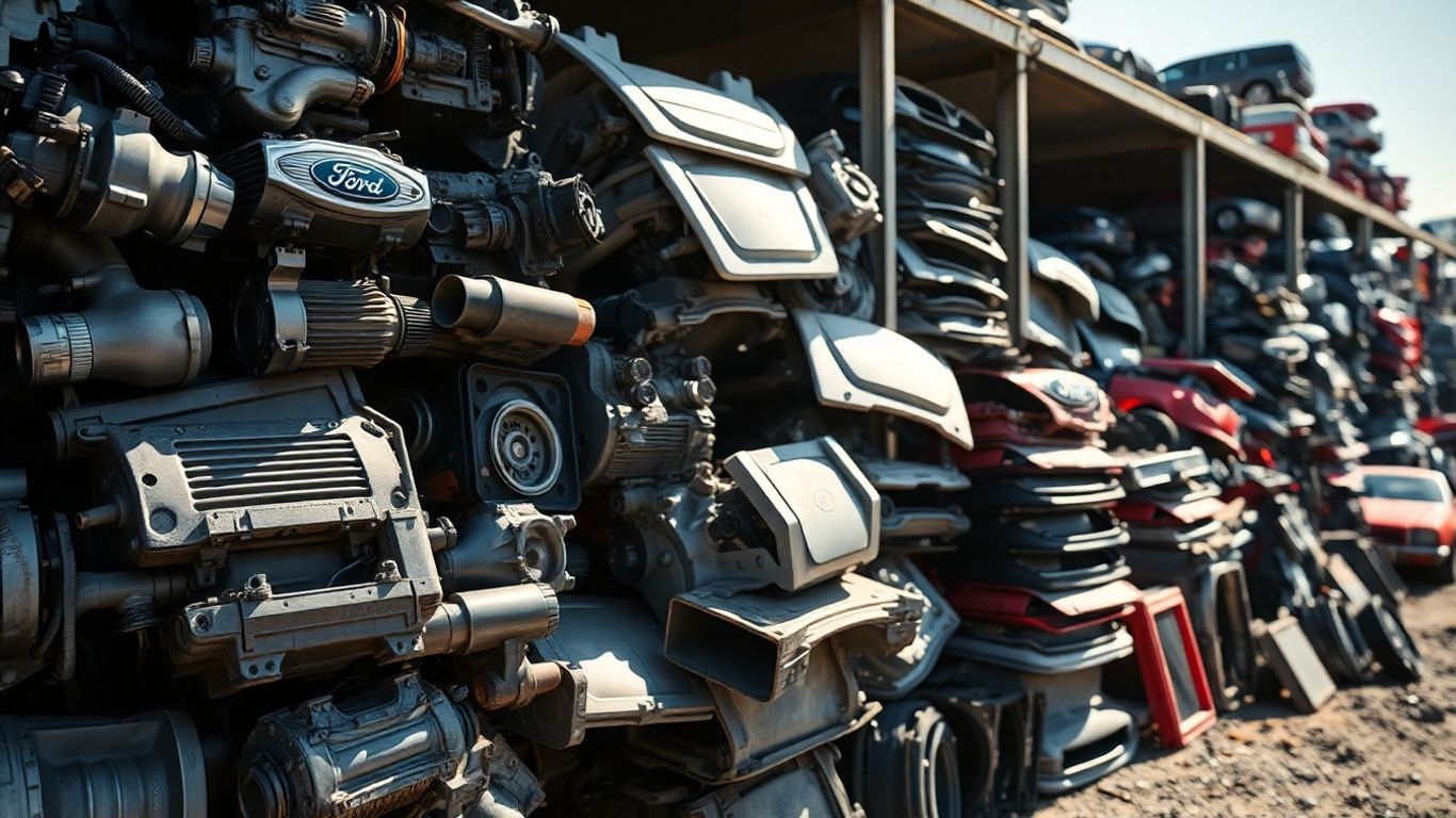 Genuine Ford parts at a Perth scrap yard.