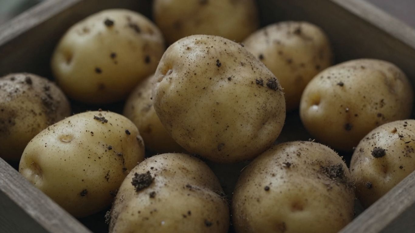 Vroege biologische aardappelen in een houten kistje.