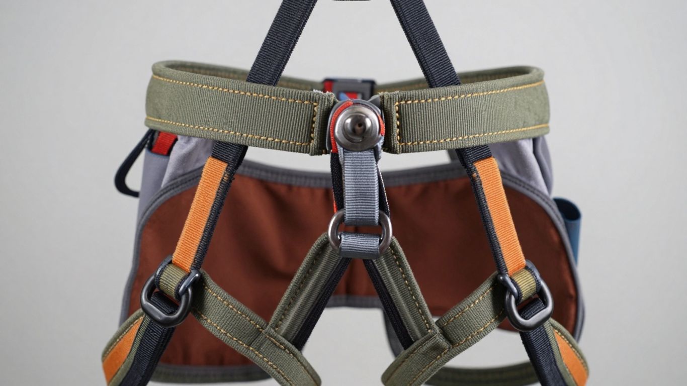Homemade webbing climbing harness detail