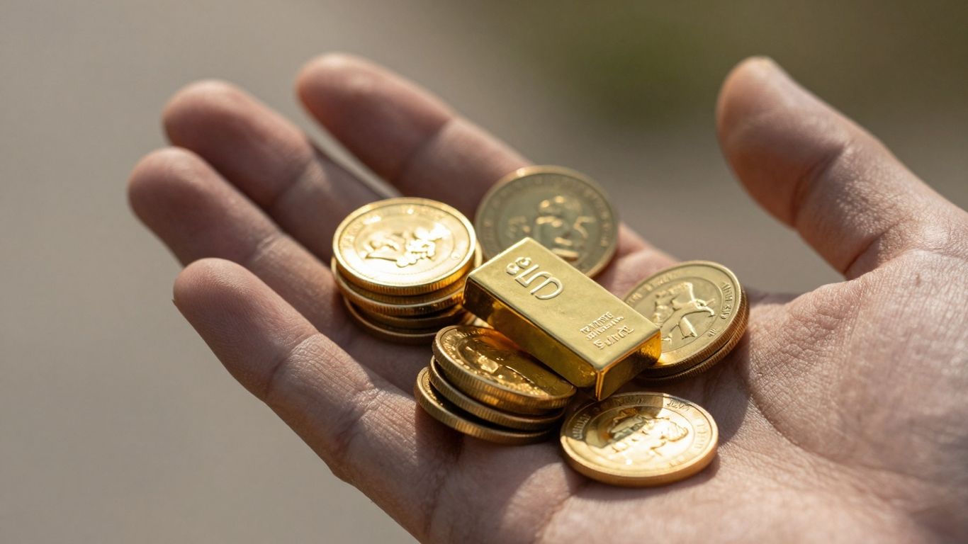 手中的金幣和金條