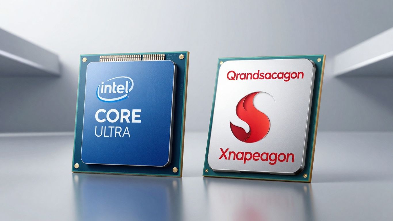 Comparaison processeurs Intel Core Ultra et Snapdragon X Elite.