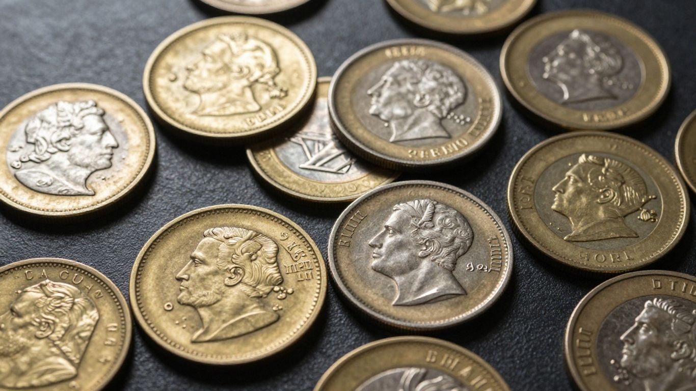 Collection of valuable gold and silver coins.