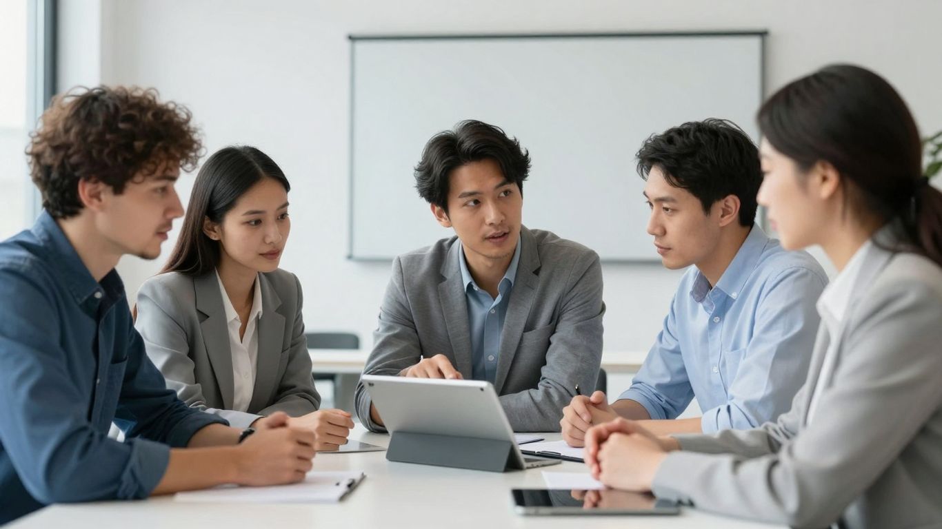 Team bespricht Logistikpläne im Büro.