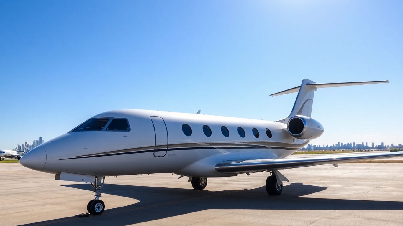Luxury private jet at Dallas airport.