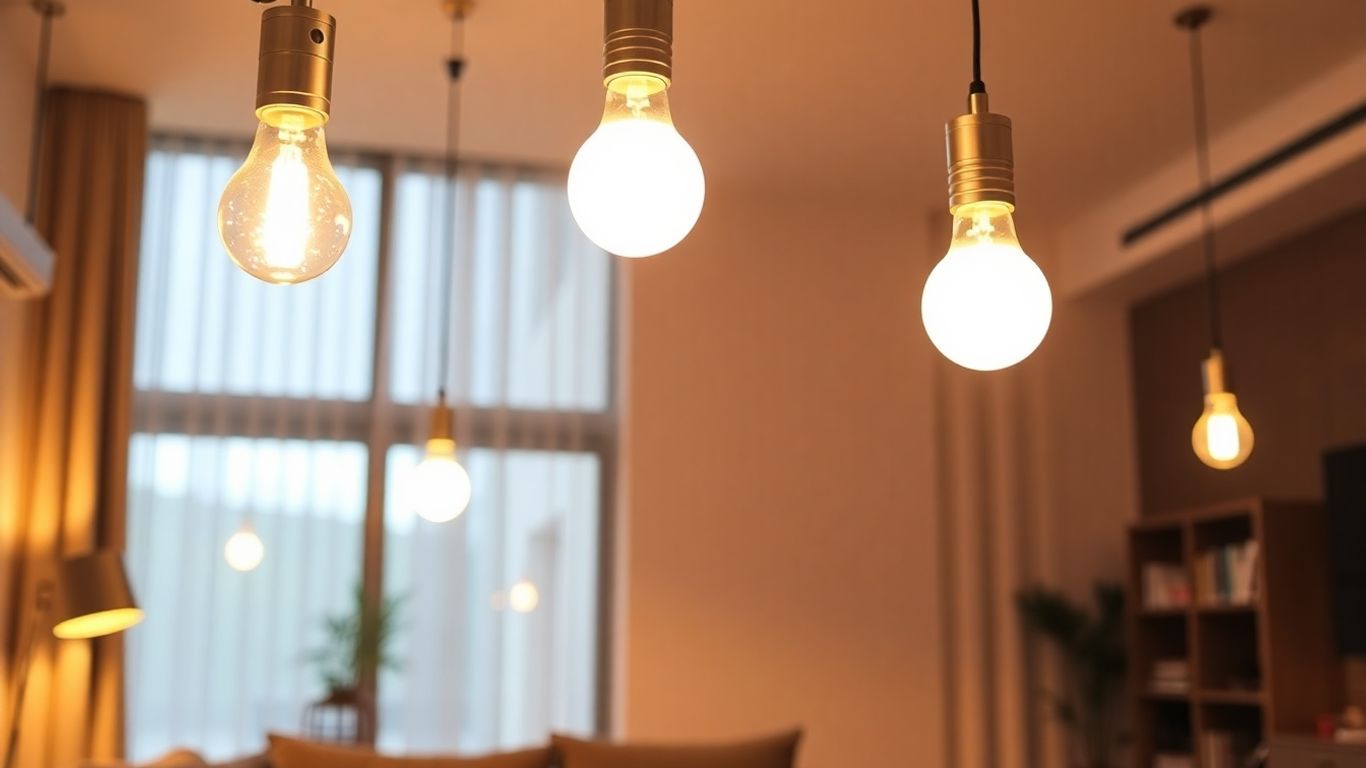 Living room with warm, dimmable LED lighting.