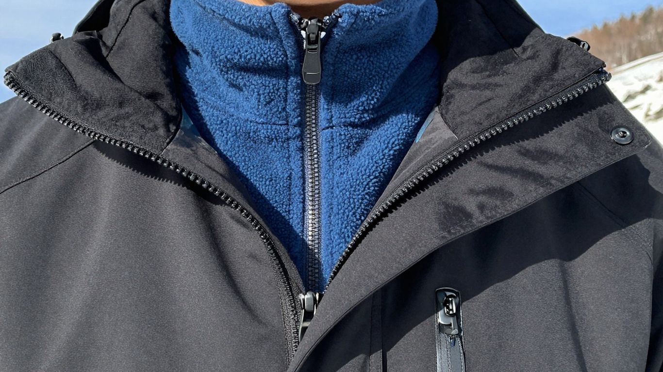 Fleecejacke unter Skijacke, Schichten für Wärme.