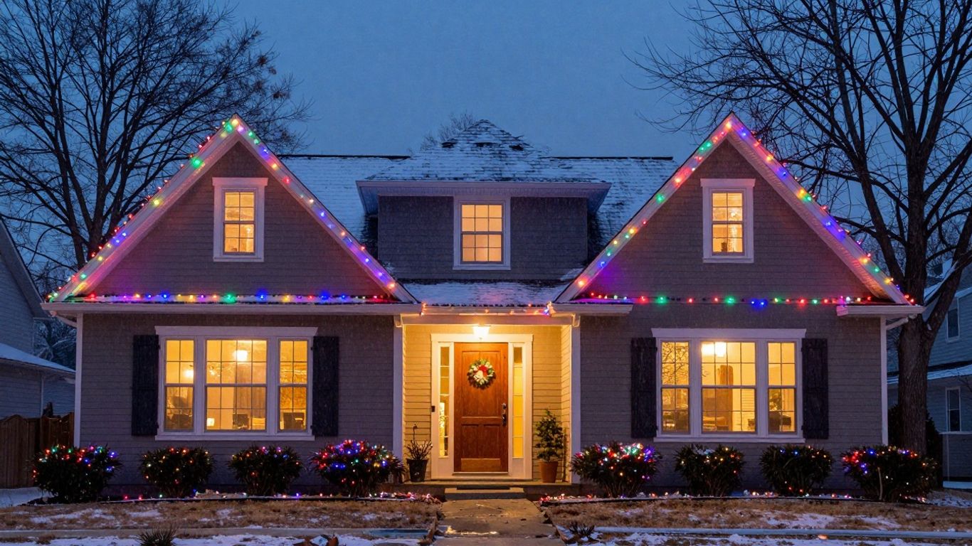 House with permanent Christmas lights in Glen Carbon.