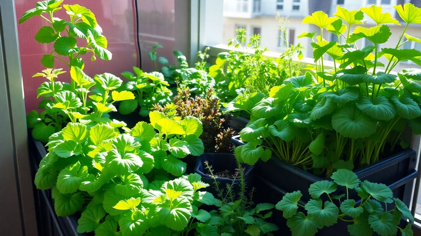 Sere modulare pe balcon cu legume proaspete.