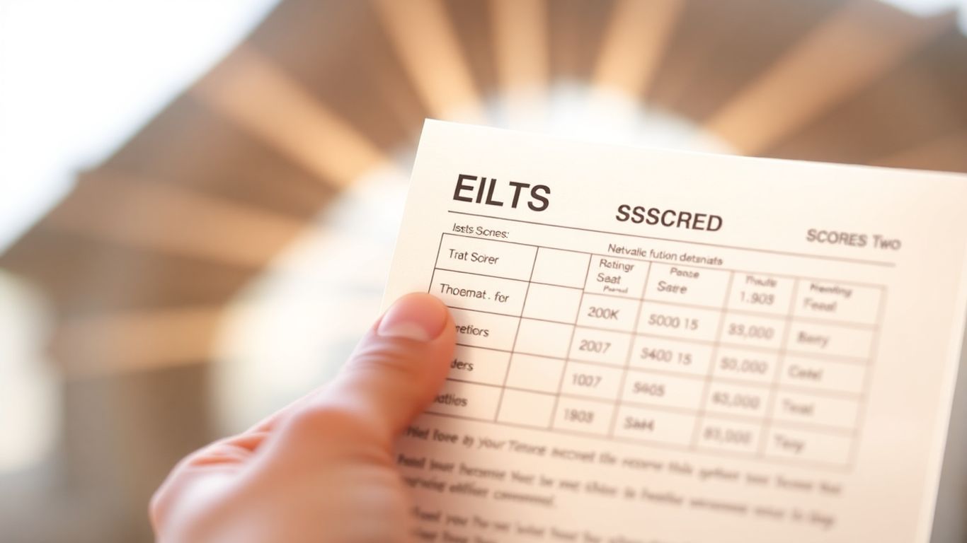 IELTS certificate in hand, university background, bright future.