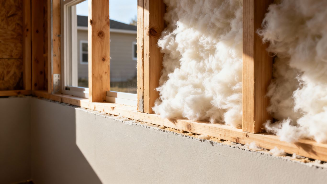 House wall insulation for home heating efficiency.