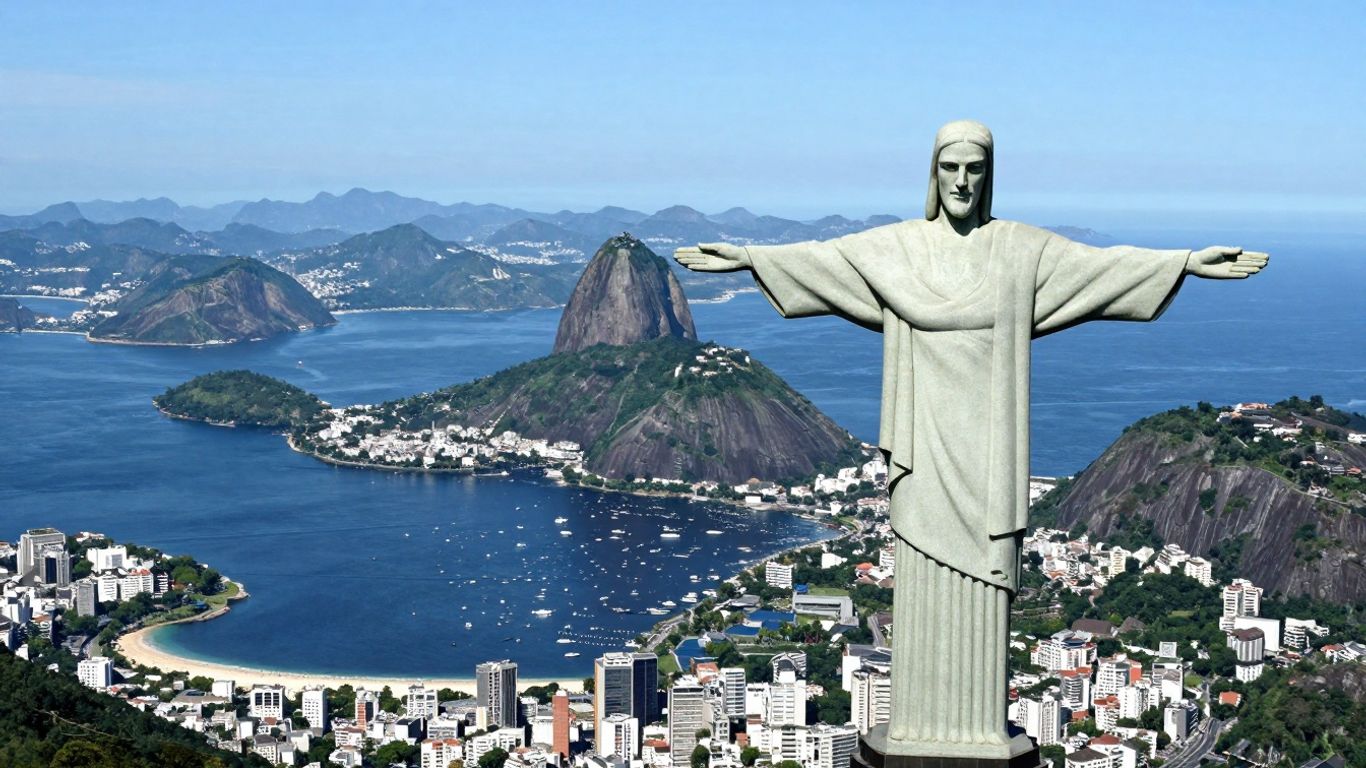Cristo Redentor sobre a cidade do Rio de Janeiro.