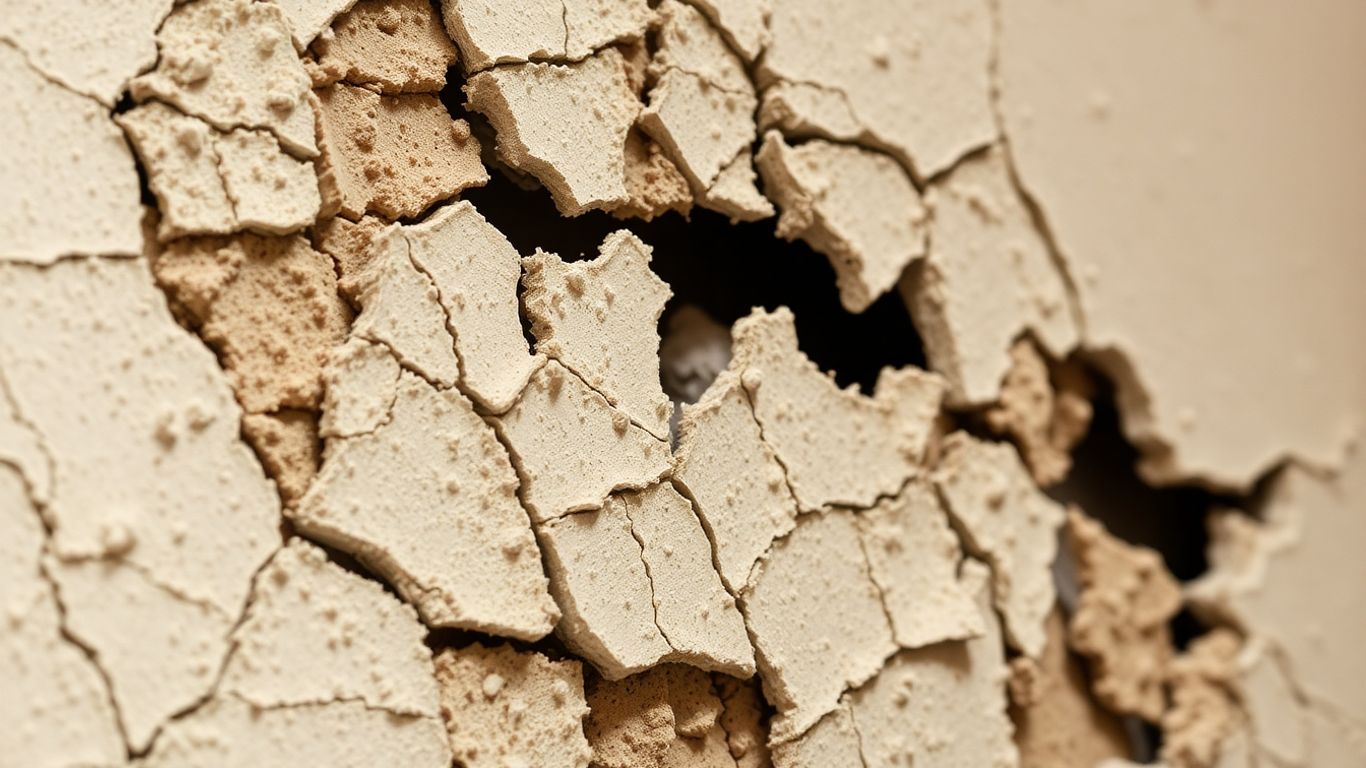 Unusual drywall damage close-up