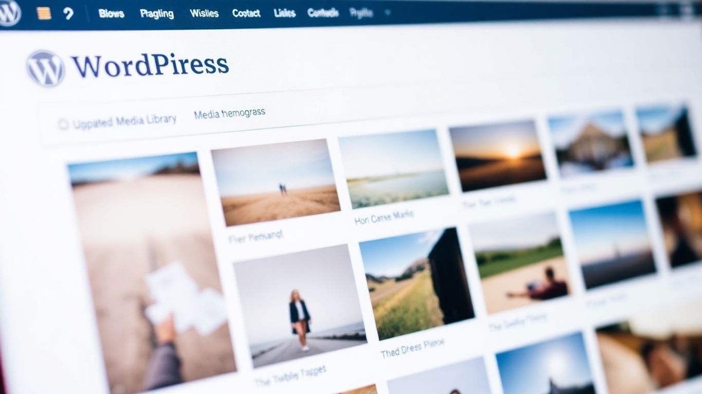 لوحة تحكم ووردبريس مع عرض الوسائط المتعددة
