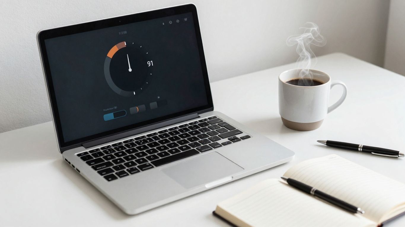 Laptop screen showing a Pomodoro timer app.