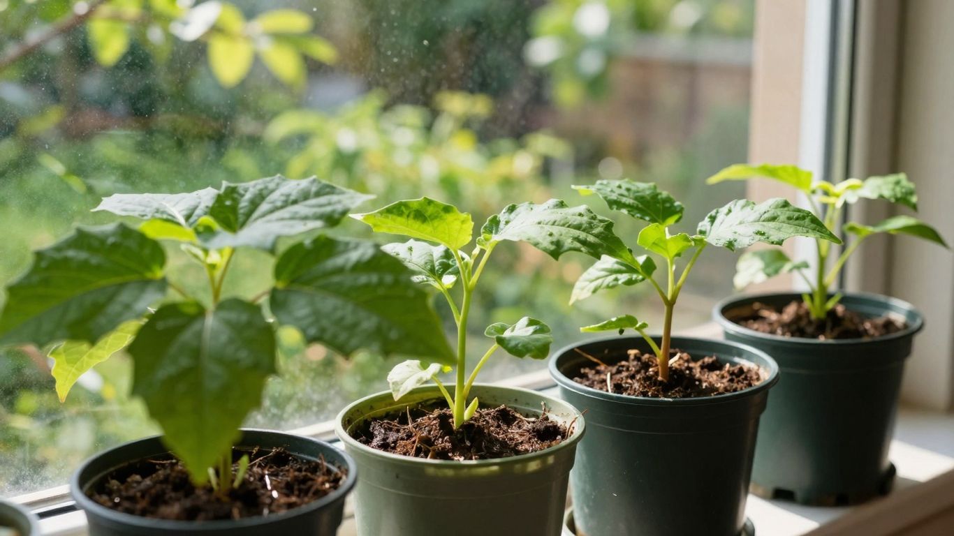 Pflanzen vom Fensterbrett in den Garten.