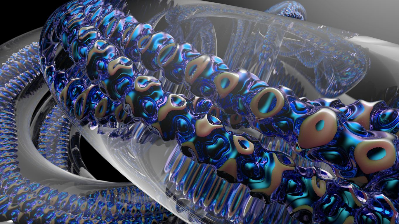 a computer generated image of a blue and purple object