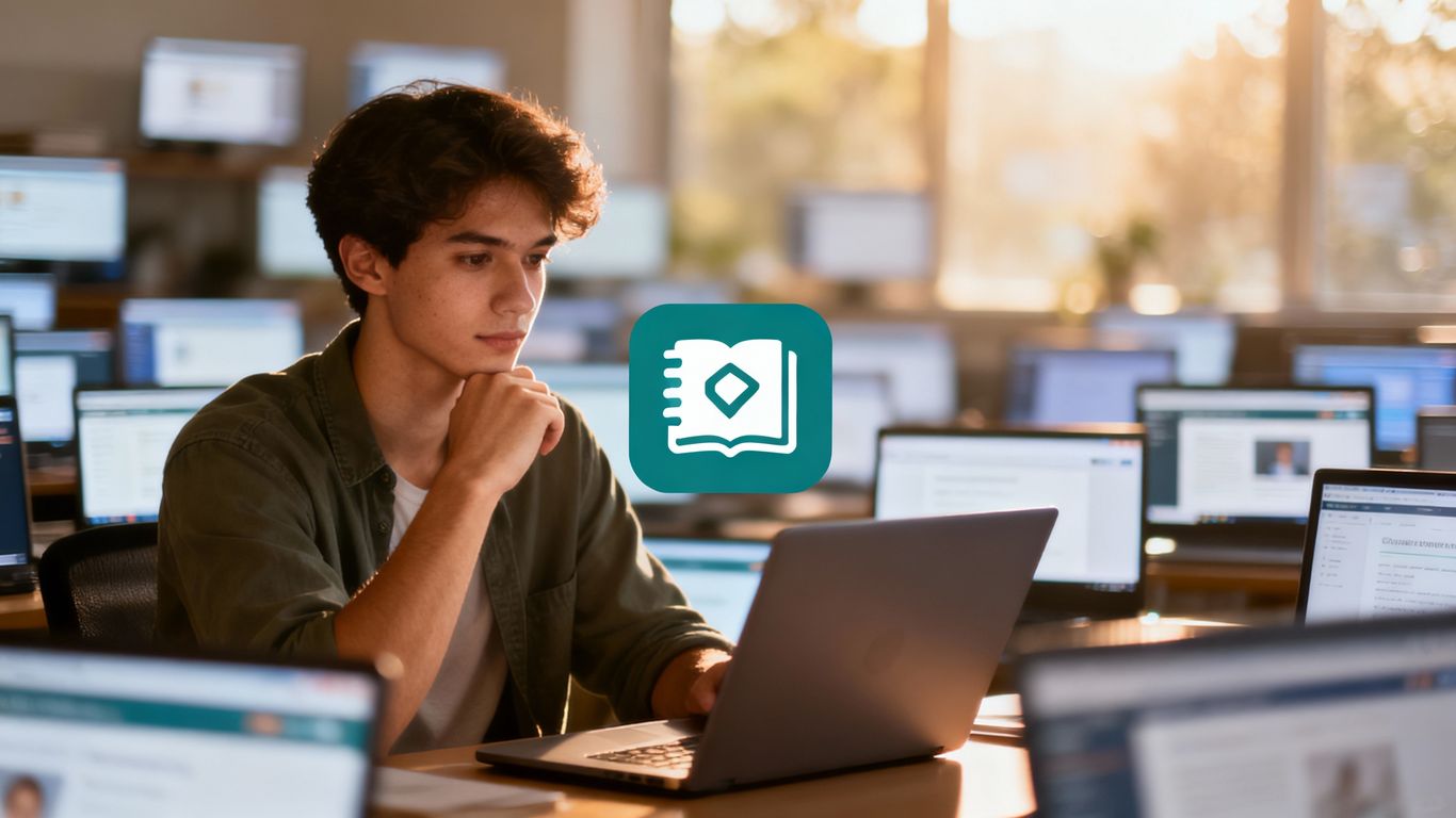 Person choosing one class from many on a laptop
