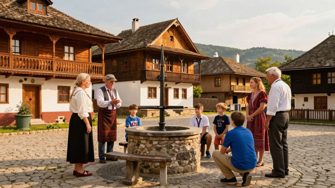 Comunitate românească, patrimoniu cultural, tradiții, generații, case vechi.