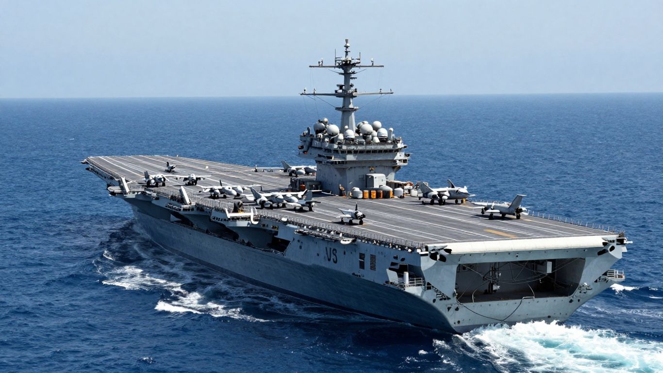 US Navy supercarrier sailing towards the Middle East.