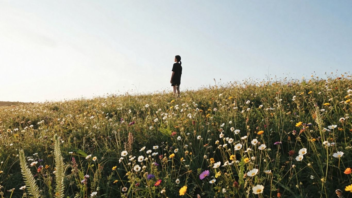 Woman silhouetted against a bright, hopeful sky.