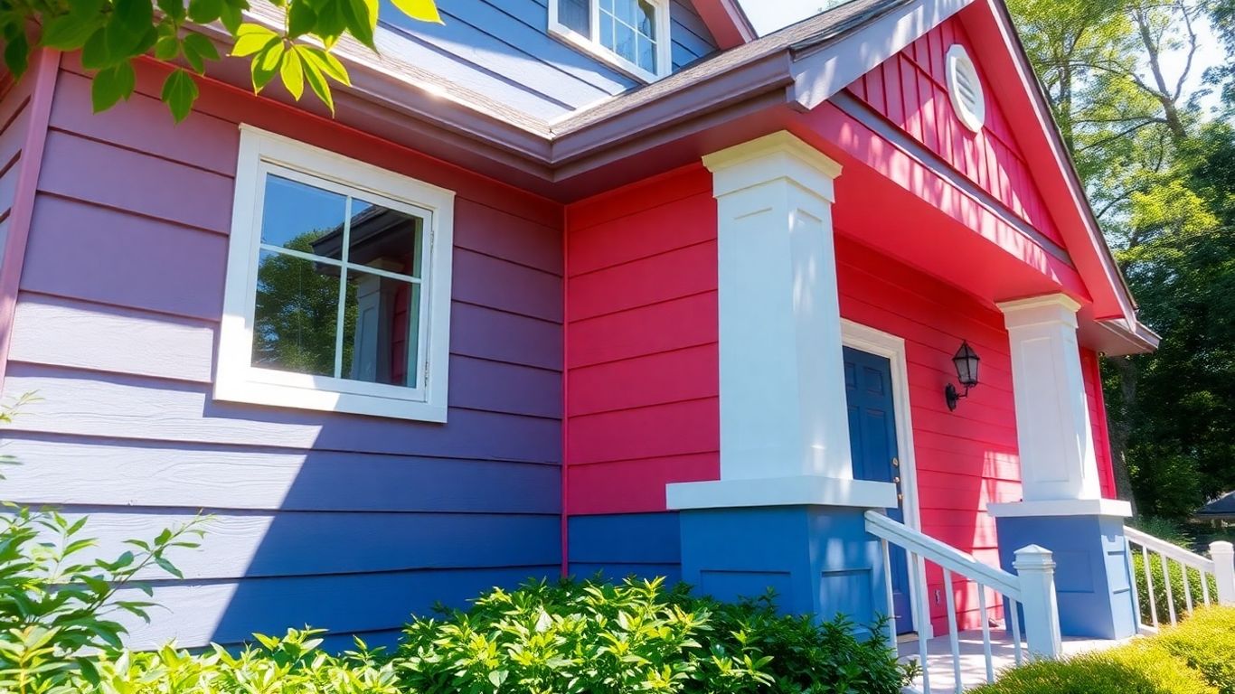 Professionally painted house exterior with vibrant colors and smooth finish.