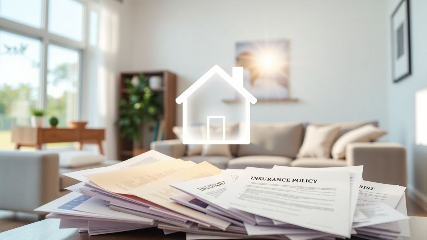 Casa moderna con icono de seguro flotando.