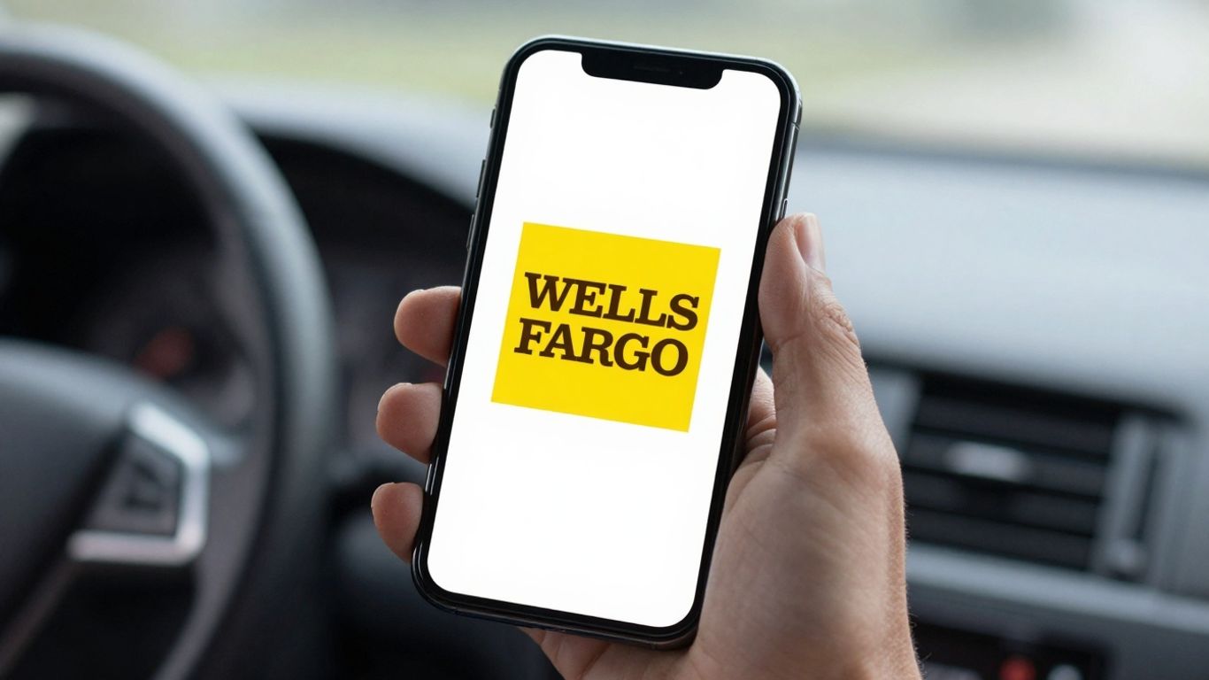 Wells Fargo auto finance contact information on a phone screen.