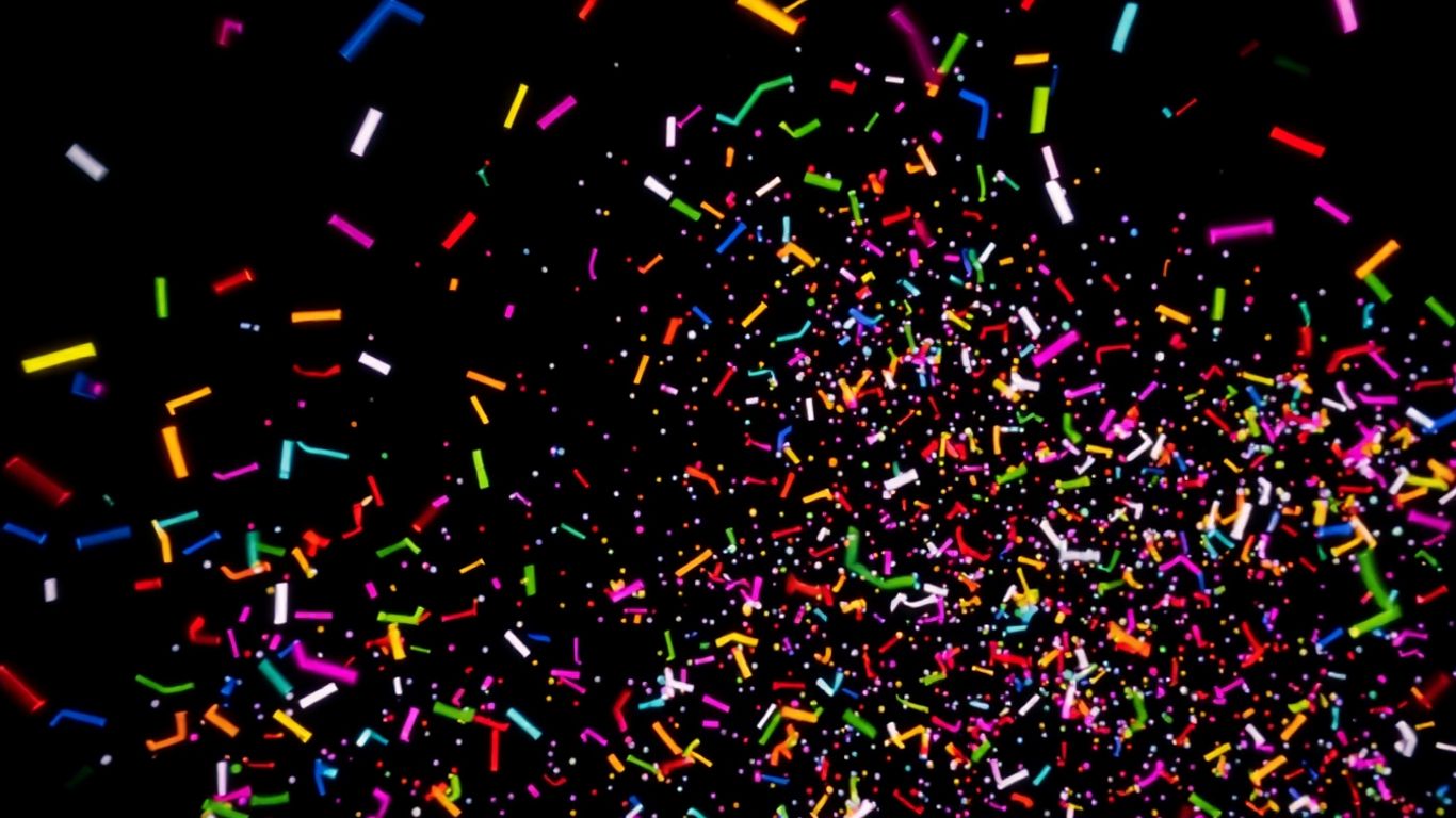 Abstract comedy course graphic with confetti and streamers.