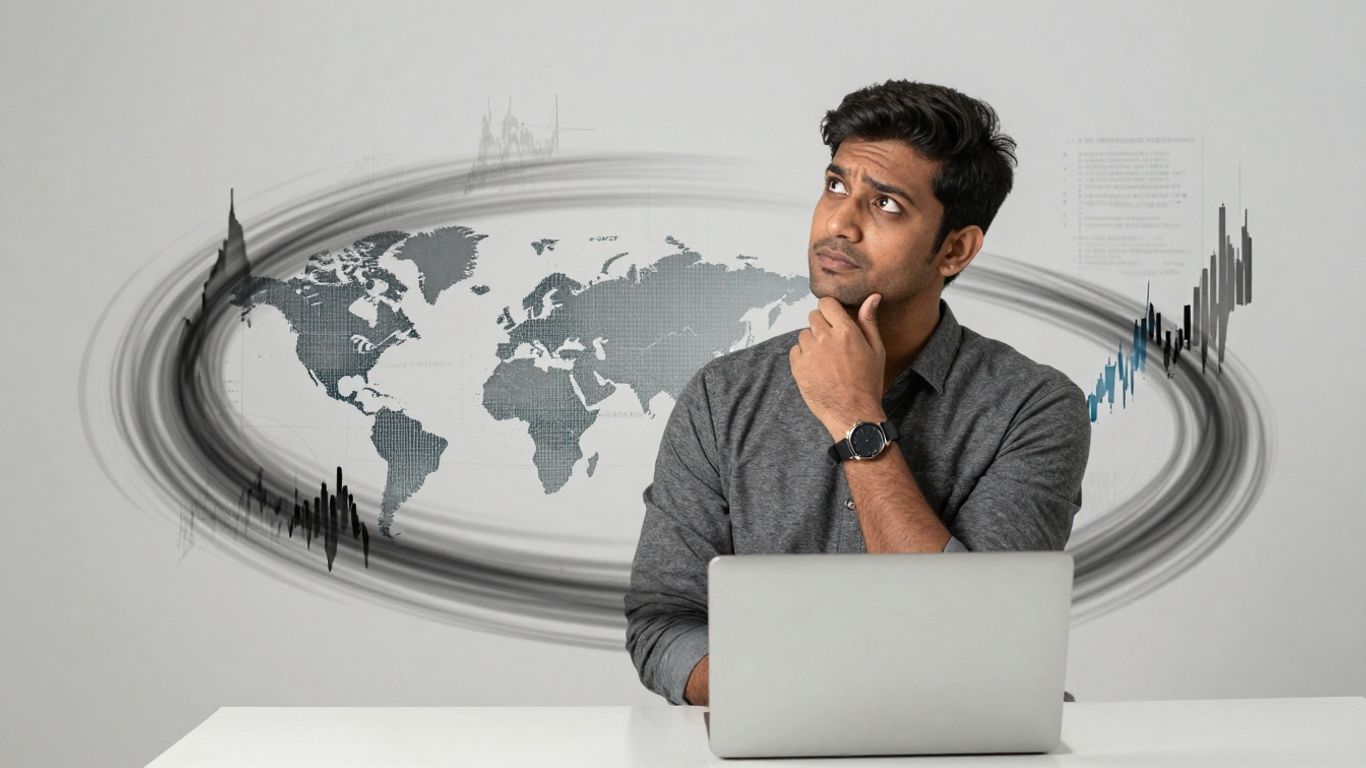 Persoană analizând riscul financiar și factorii externi.