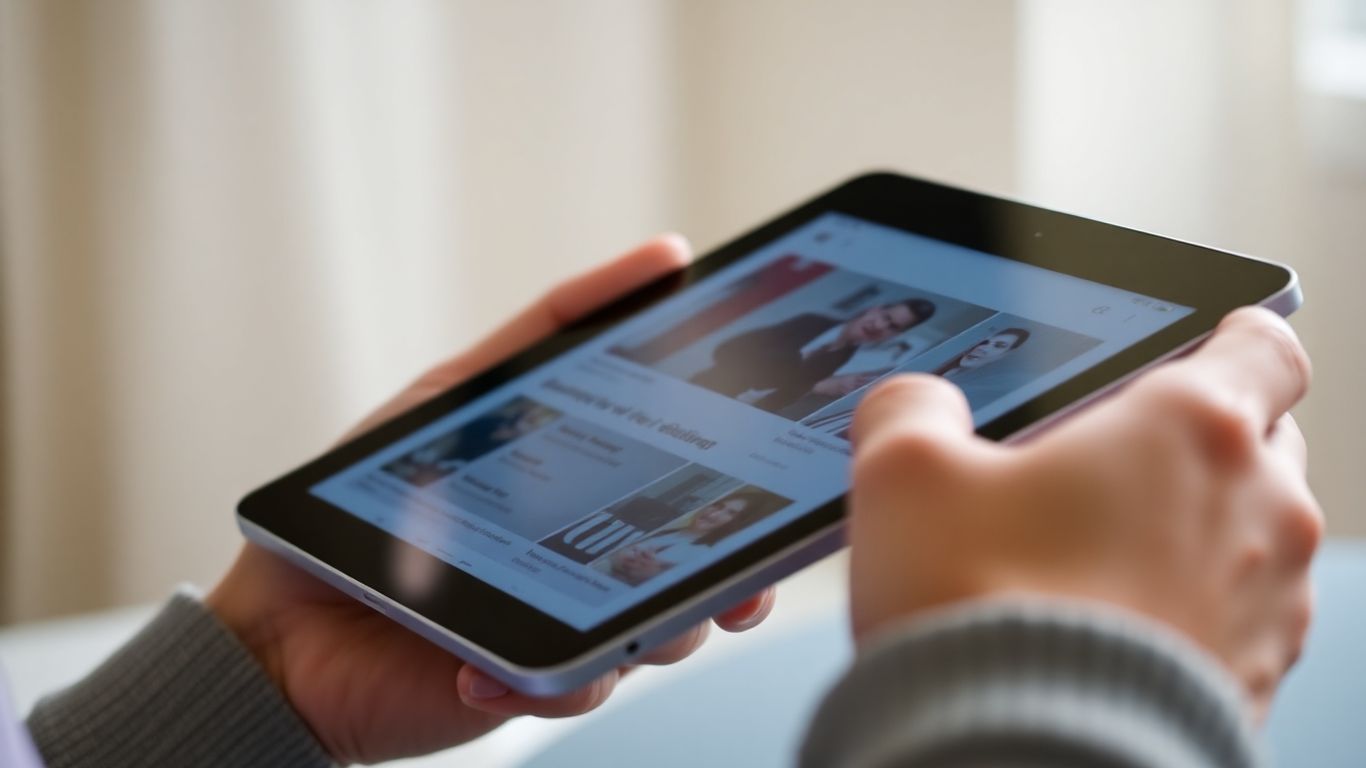 Person reading technology news on a tablet.