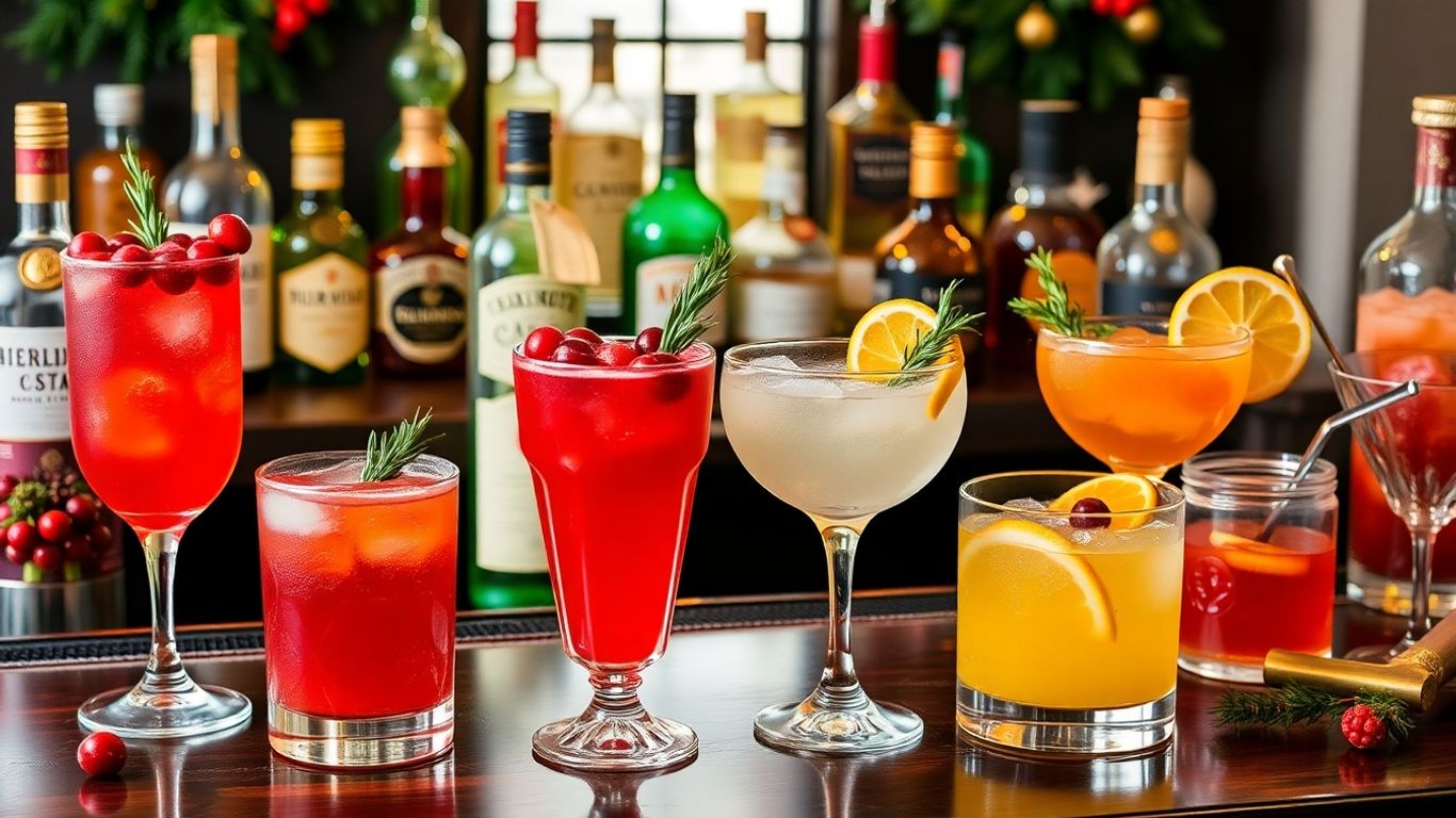 Holiday cocktail and mocktail bar setup