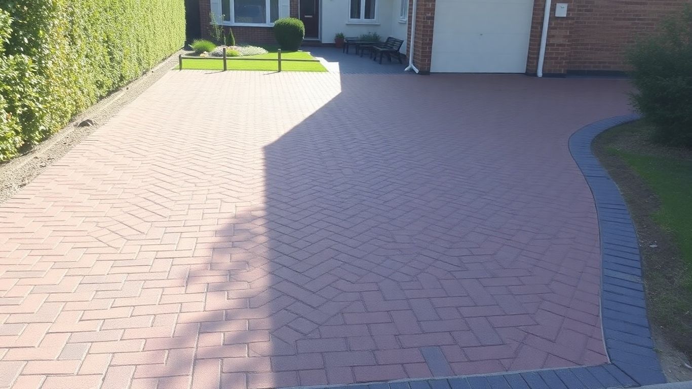 Newly laid block paved driveway in Plymouth.