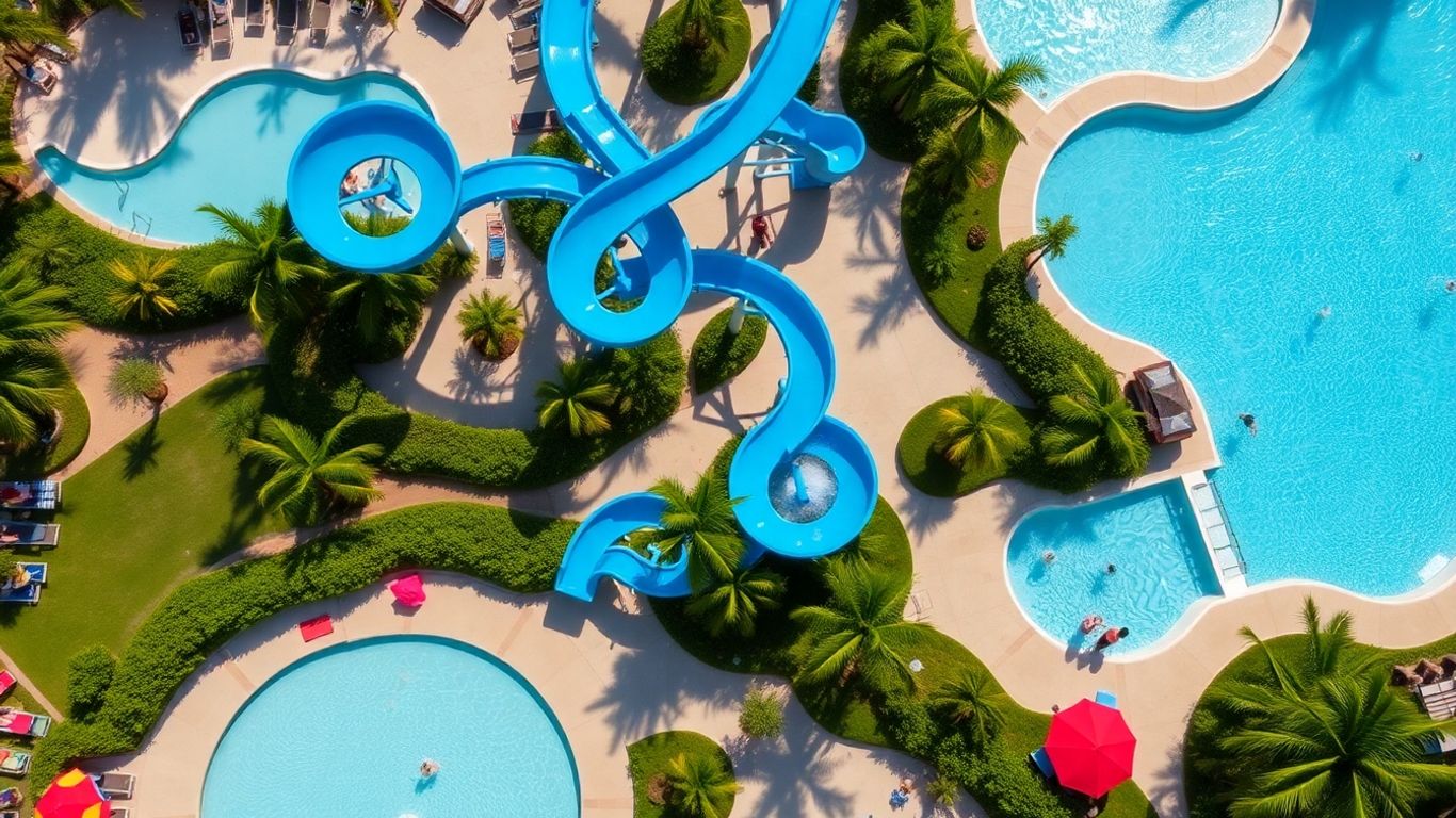 Tidal Cove Water Park slides and pools in Aventura, Florida.