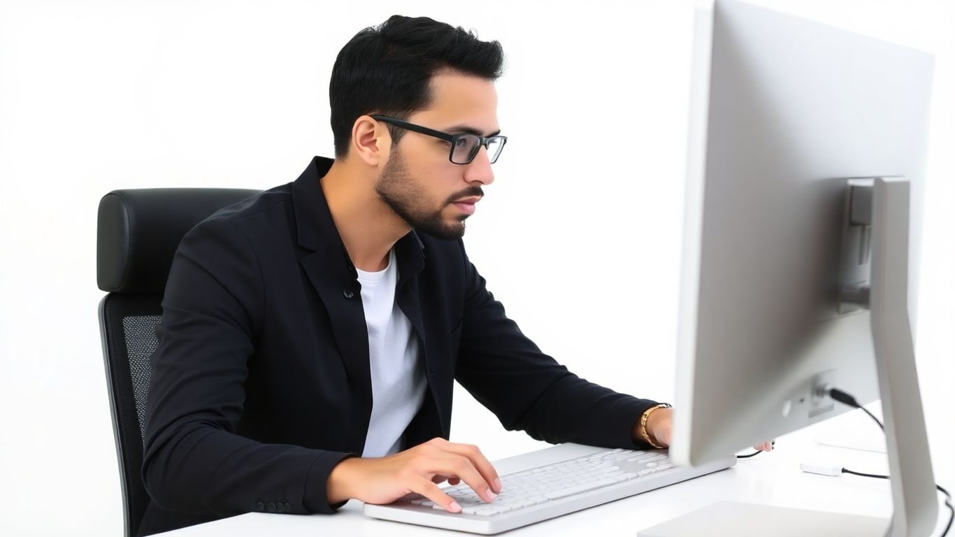 Person taking a computer-based IELTS practice test.