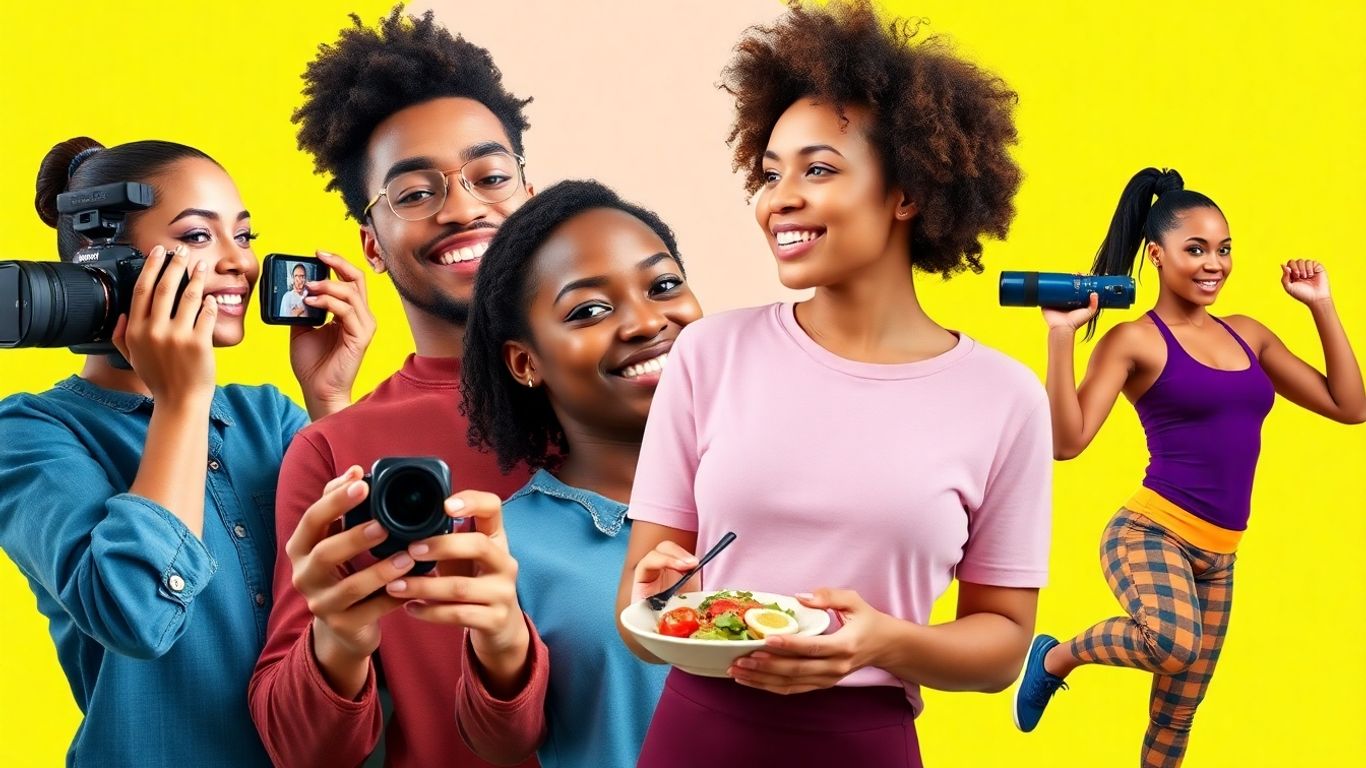 Influencers creating content in various niches.