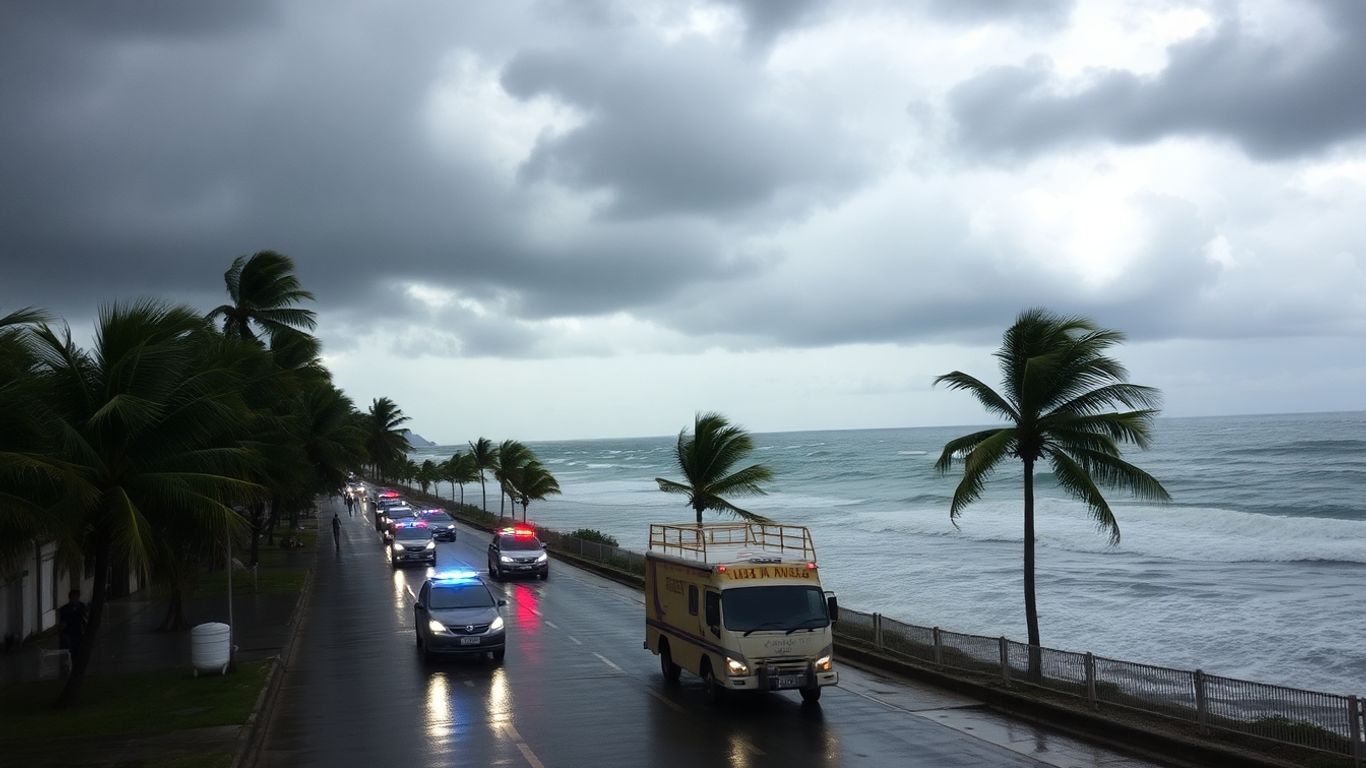Pluie torrentielle et vents violents sur une île antillaise