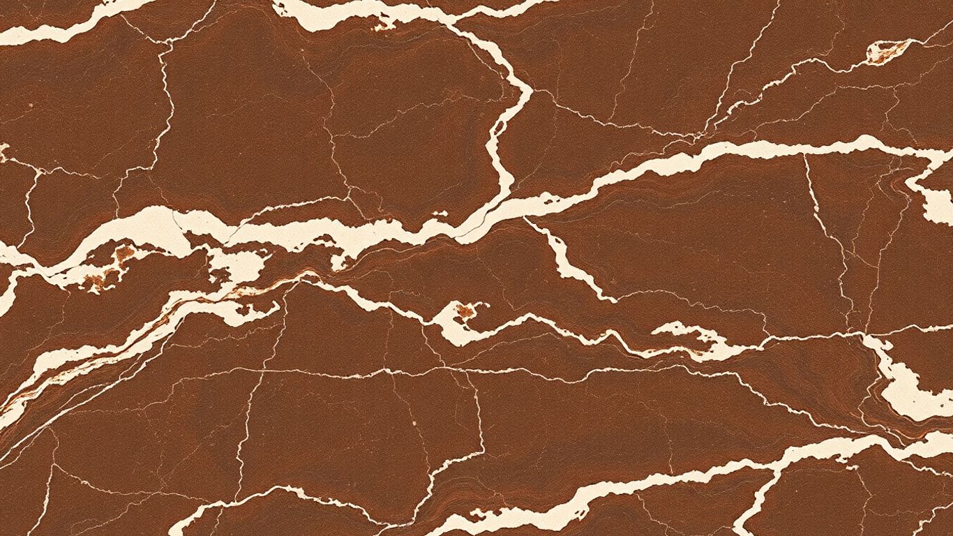 Polished Emperador Dark marble with swirling brown and cream veins.